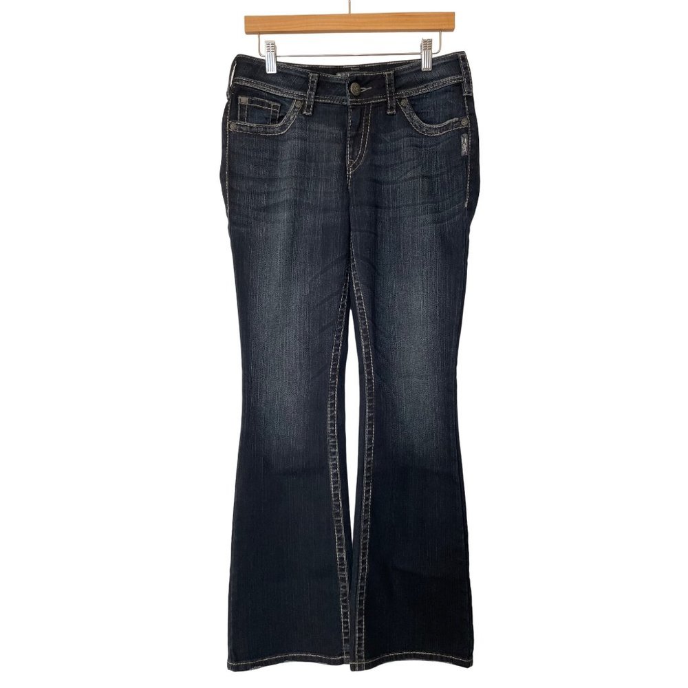 Silver Jeans Womens W29 L32 Suki Surplus Bootcut Denim Jeans Dark Wash Mid Rise